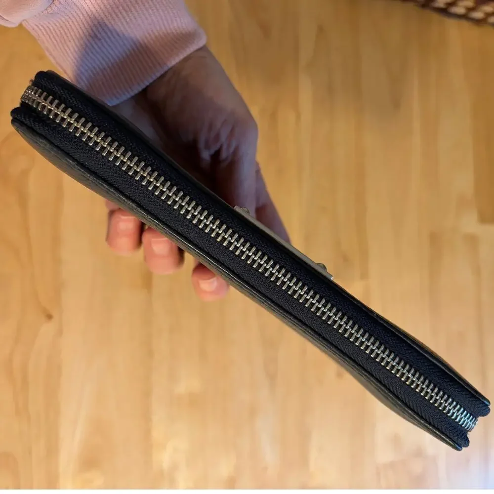 Michael Kors Jet Set Navy Blue Zip Around Long Continental Wallet EUC - Picture 14 of 16